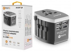 Nabíječka ALIGATOR cestovní USB-C s 3xUSB výst.3.4A, smart IC, černá