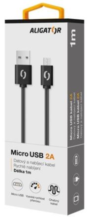 Datový kabel ALIGATOR 2A micro USB 1m, 