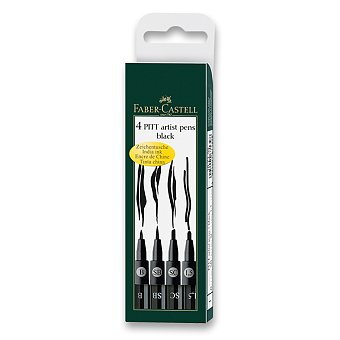 Popisovač Faber-Castell Pitt Artist Pen - sada 4 ks, B, SB, SC, 1,5 mm, černé