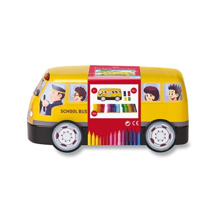 Dětské fixy Faber-Castell Connector - plechový autobus, 33 barev