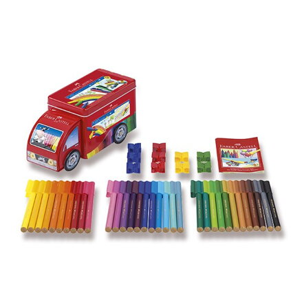 Dětské fixy Faber-Castell Connector - plechové autíčko, 33 barev