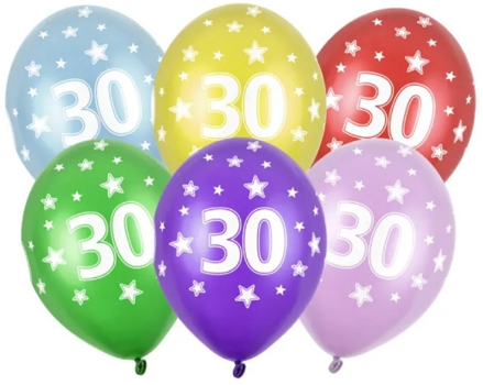 Latexový balonek s potiskem čísla 30 cm 10 - 80