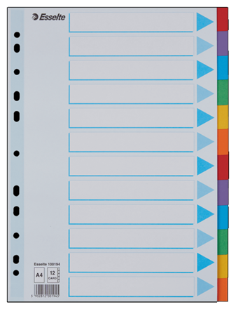 Rozřaďovač A4 kartonový 12ls barevný