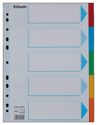 Rozřaďovač A4 kartonový 5ls barevný