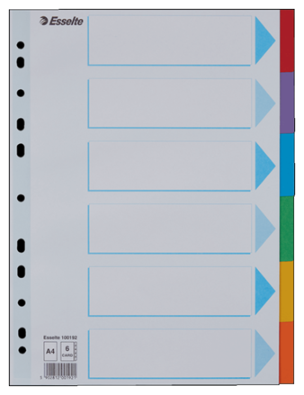 Rozřaďovač A4 kartonový 6ls barevný