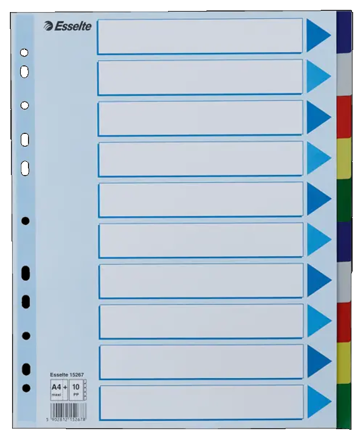 Rozřaďovač A4 PP Esselte maxi 10ls barevný
