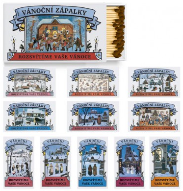 Zápalky vánoční dlouhé Josef Lada, Mix motivů