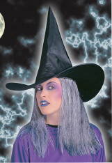 Čarodějnice - klobouk s vlasy