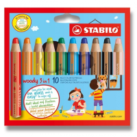 PASTELKA STABILO WOODY 3 IN 1 - 10 BAREV