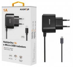Nabíječka ALIGATOR microUSB 1A, Turbo charge, černá