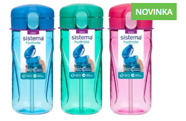 Sistema® Hydrate™ Láhev Quick Flip Top s brčkem 520 ml, mix barev