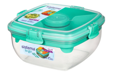 Sistema® TO GO™ Krabička s miskou na salát s oddělenými komorami, s příborem 1,1 l