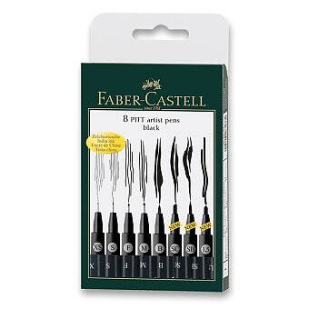 POPISOVAČ FABER-CASTELL PITT ARTIST PEN - SADA 8 KS, XS, S, F, M, B, C, SC, 1,5 MM, ČERNÉ