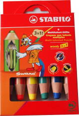 PASTELKY STABILO WOODY 3 IN 1 - 6 BAREV