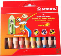 PASTELKA STABILO WOODY 3 IN 1 - 10 BAREV