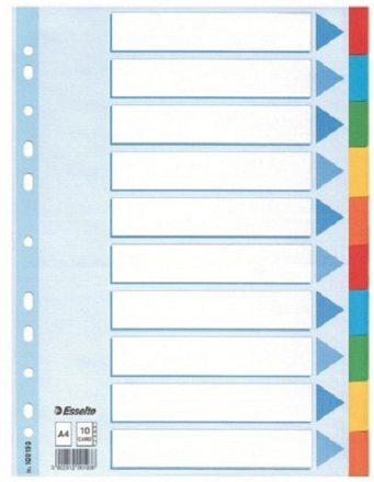 Rozřaďovač A4 kartonový 10ls barevný
