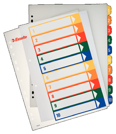 Rozřaďovač A4 PP Esselte maxi popisovatelný 1-10