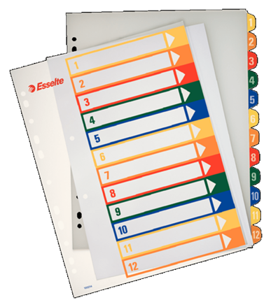 Rozřaďovač A4 PP Esselte maxi popisovatelný 1-12