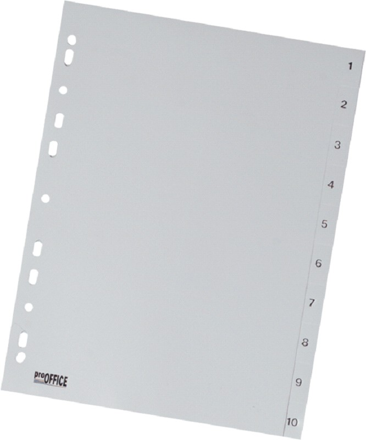 Rozřaďovač A4, číselný 1-10 šedý, euroděrování, PP.