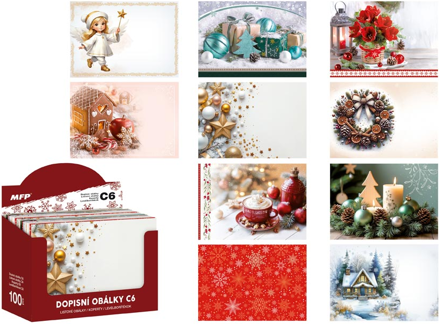 Dopisní obálka MFP C6 170g/m2 vánoční (mix)